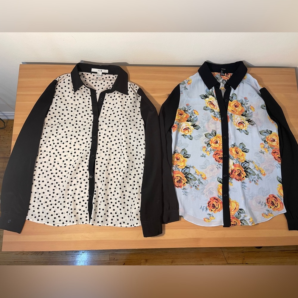 Bundle Of Two Colorblock Forever 21 Blouses Size S - image 1
